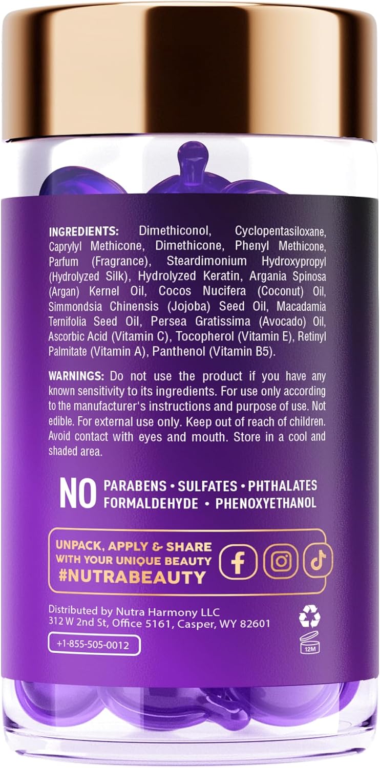 NUTRAHARMONY Biotin Collagen Capsules and Hair Oil Bundle for Stronger Hair