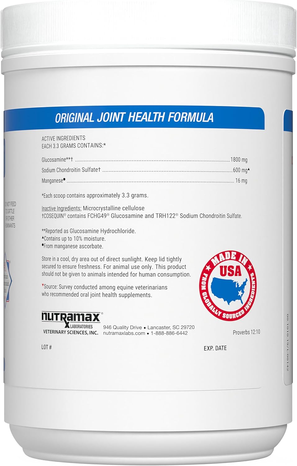 Nutramax Cosequin Original Joint Health Supplement for Horses - 700g Powder with Glucosamine & Chondroitin