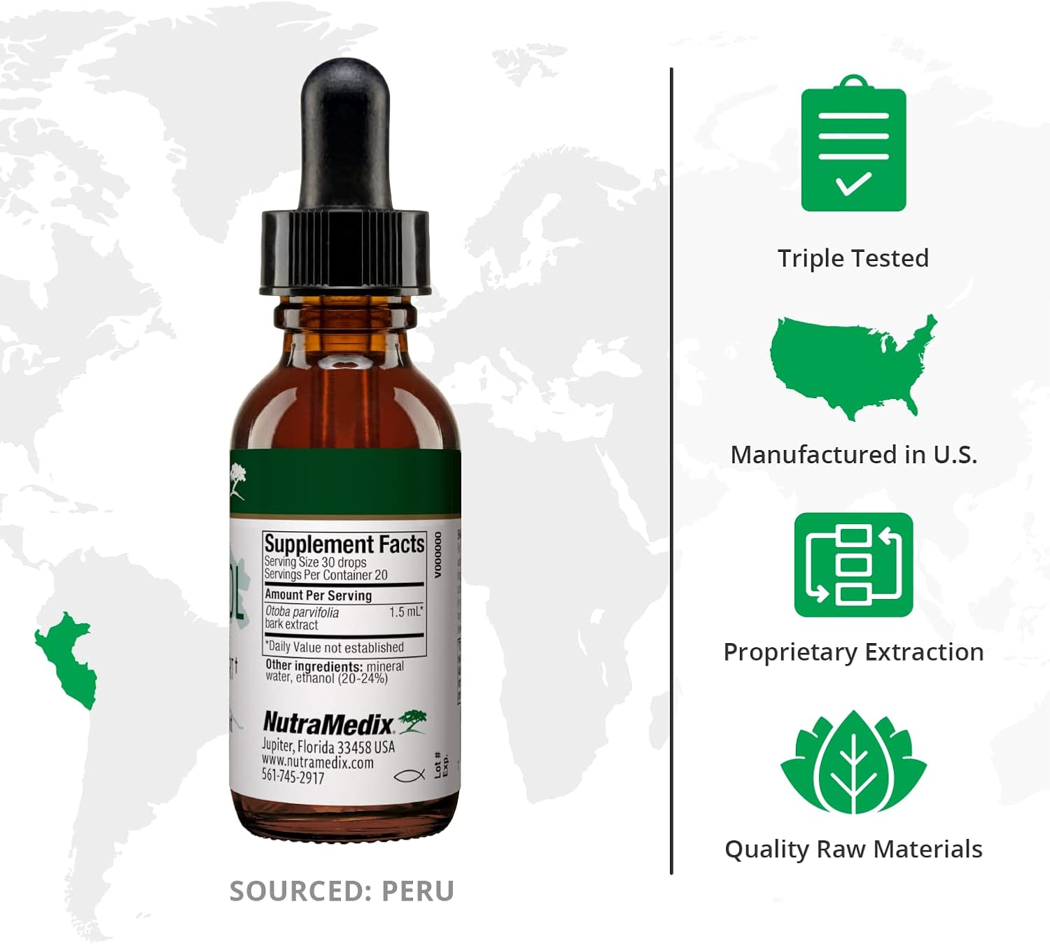 NutraMedix Banderol Herbal Supplement for Immune System Support - Vegan Liquid Drops - Otoba Bark Extract - 1 oz - BoostGo Australia