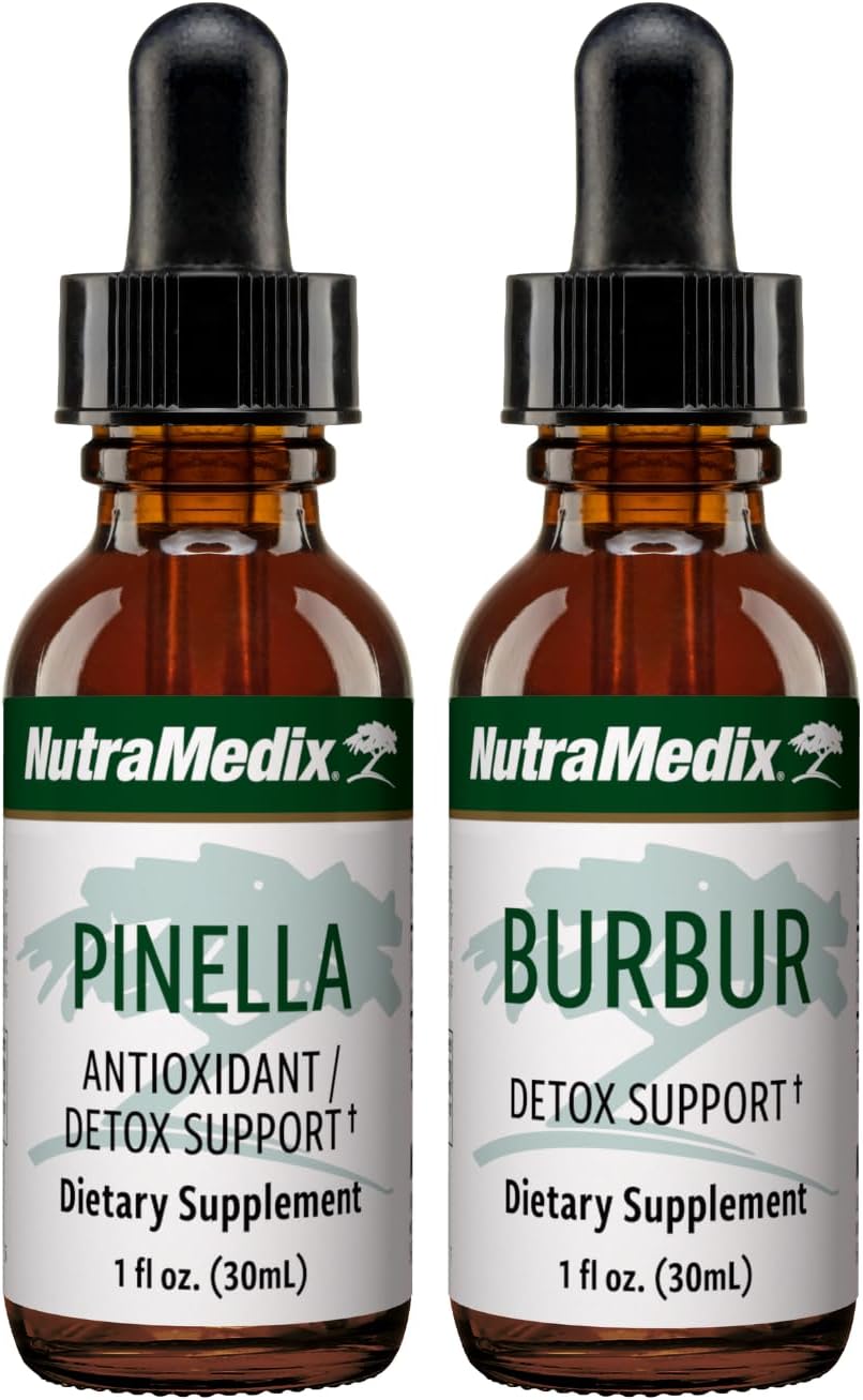 NutraMedix Detox Support Bundle - Liquid Drops for Cleansing, Occasional Brain Fog - Pinella Anise & Burbur Extract Combo (2x1 Oz)