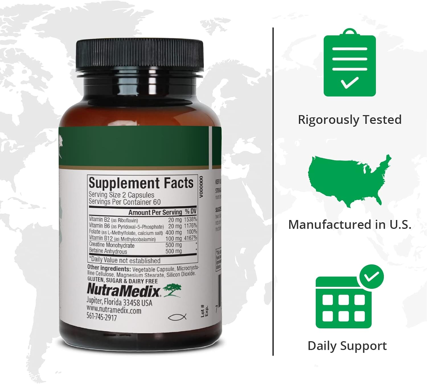 NutraMedix Methyl Complete Capsules - Methylation & Energy Support with B Vitamins, Creatine, & Betaine - 120 Count
