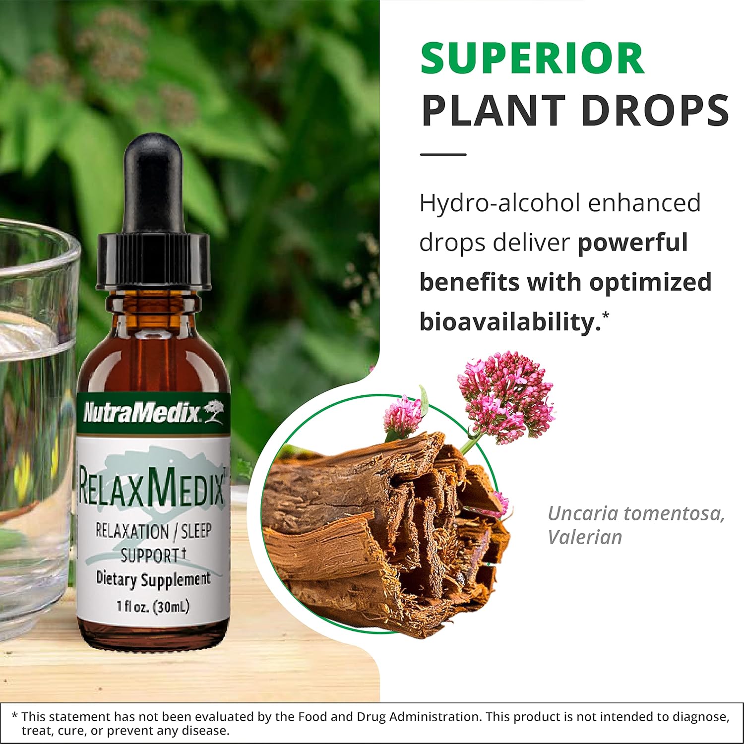 NutraMedix RelaxMedix Drops - Samento Cat's Claw & Valerian Root Extract Tincture for Relaxation & Immune Support - 1oz