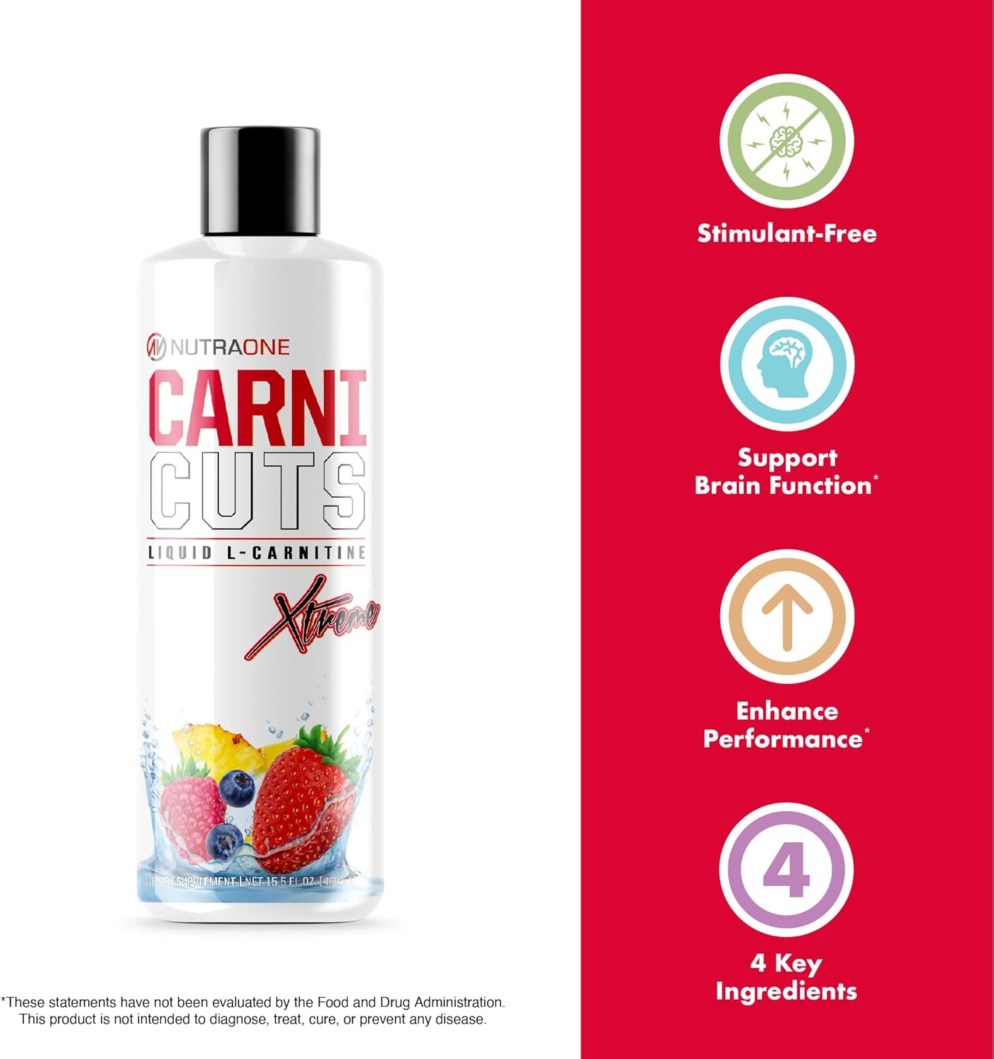 NutraOne Carnicuts Xtreme, L-Carnitine Liquid Supplement Stimulant Free (Pineapple - 31 Servings)*