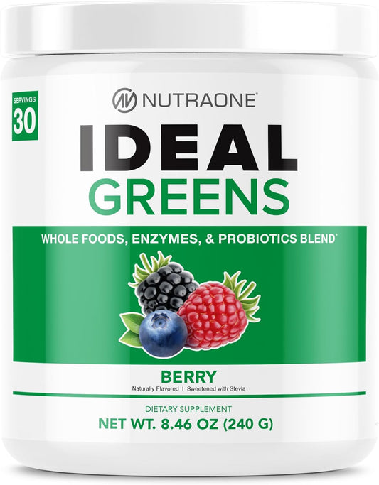 NutraOne Ideal Greens Berry Superfood Powder Supplement - Antioxidant & Nutrient-Rich Formula (30 Servings)
