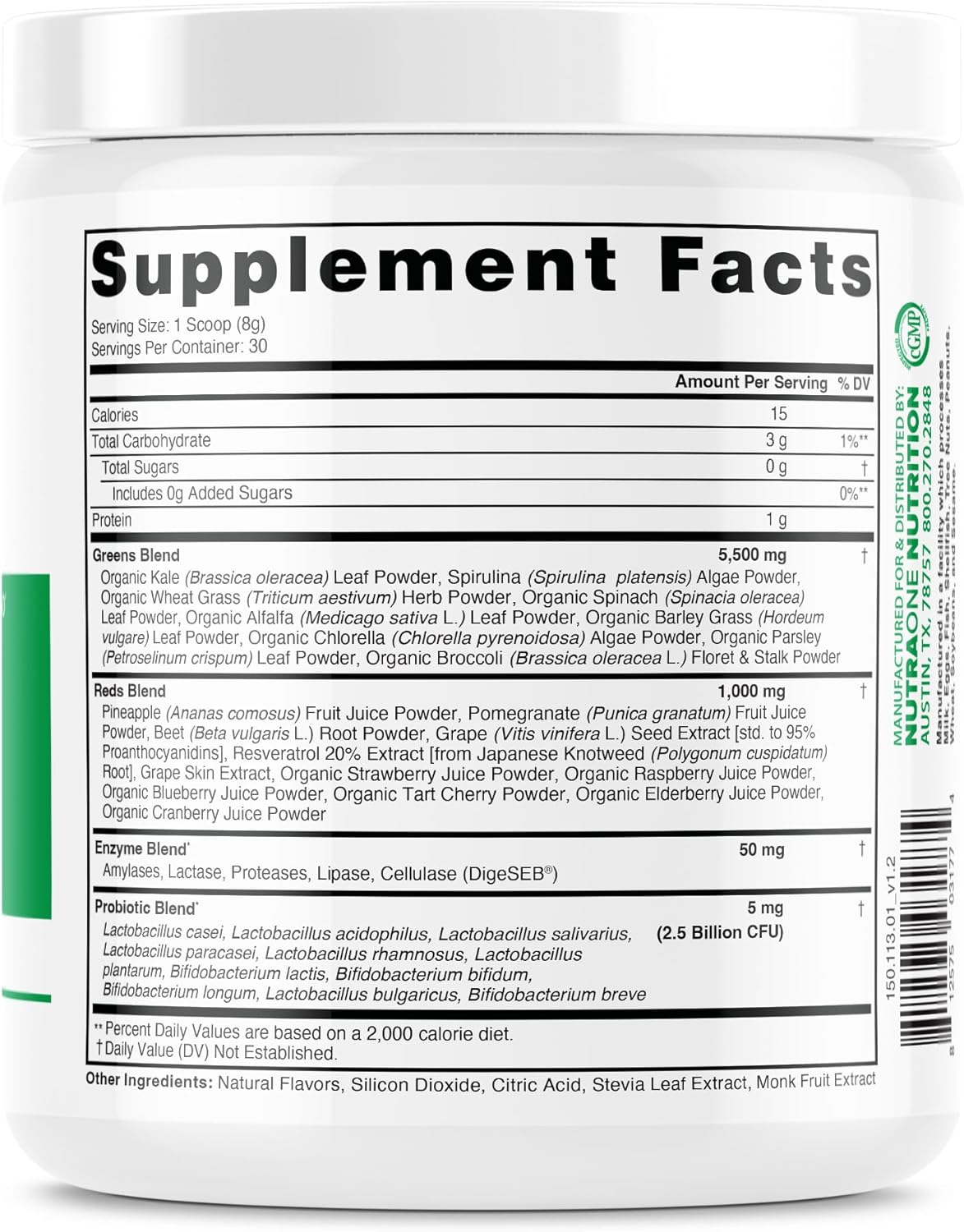 NutraOne Ideal Greens Berry Superfood Powder Supplement - Antioxidant & Nutrient-Rich Formula (30 Servings)