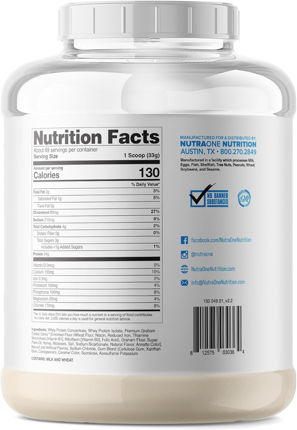 NutraOne ProteinOne Whey Protein Shake Powder for Muscle Recovery & Growth (Caramel Cookie Crunch, 5 LB)
