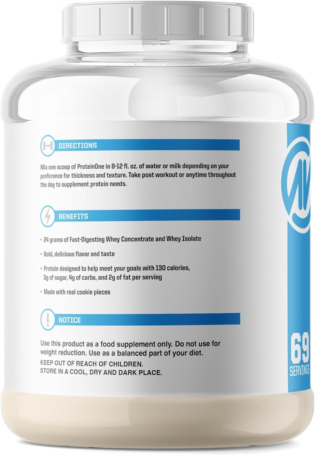 NutraOne ProteinOne Whey Protein Shake Powder for Muscle Recovery & Growth (Caramel Cookie Crunch, 5 LB)