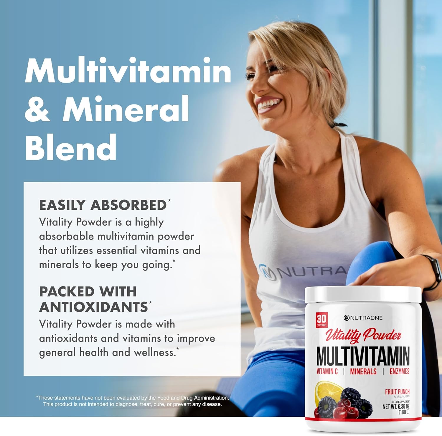 NutraOne Vitality Fruit Punch Vitamin Powder Supplement - 30 Servings