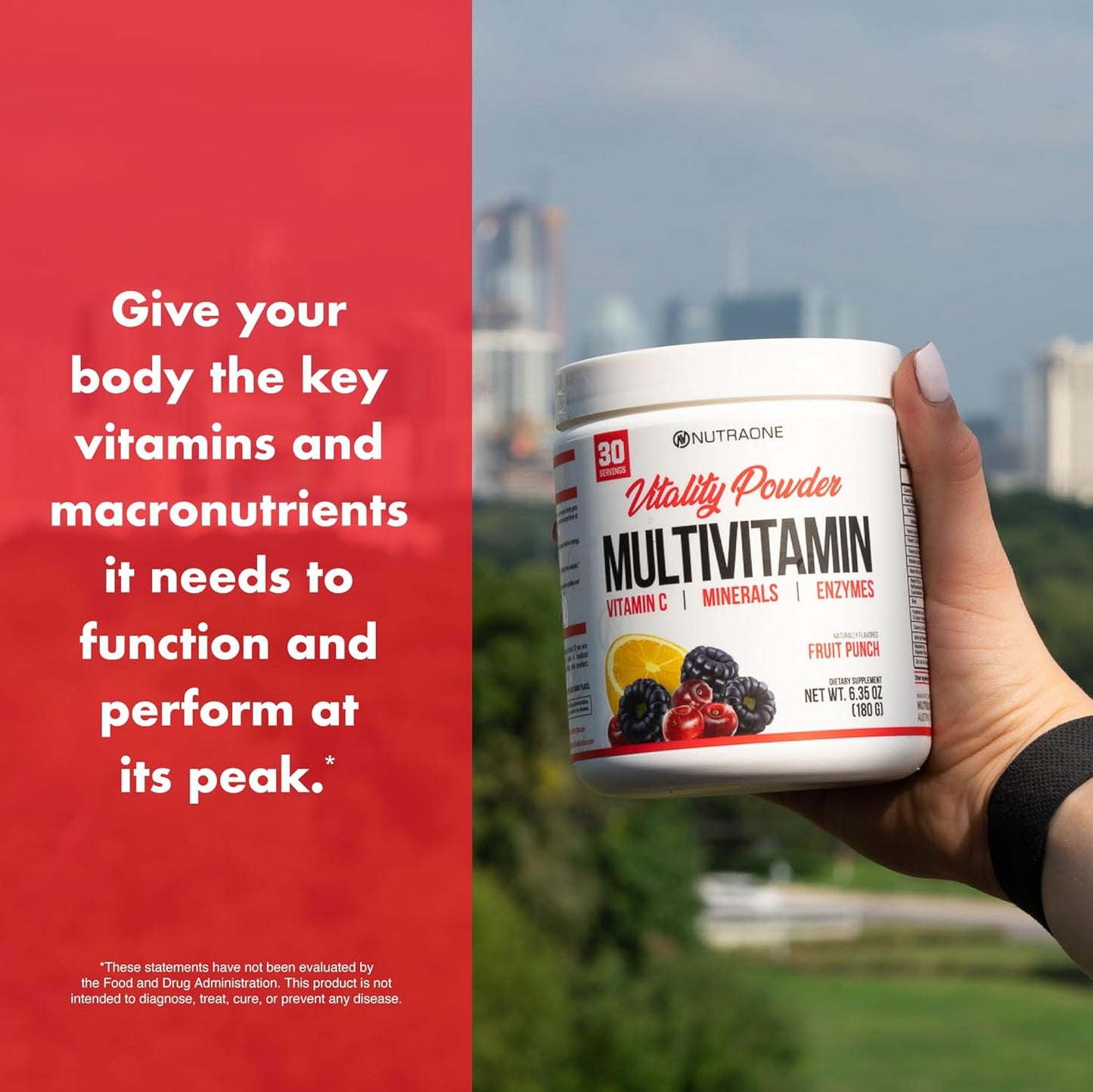 NutraOne Vitality Fruit Punch Vitamin Powder Supplement - 30 Servings