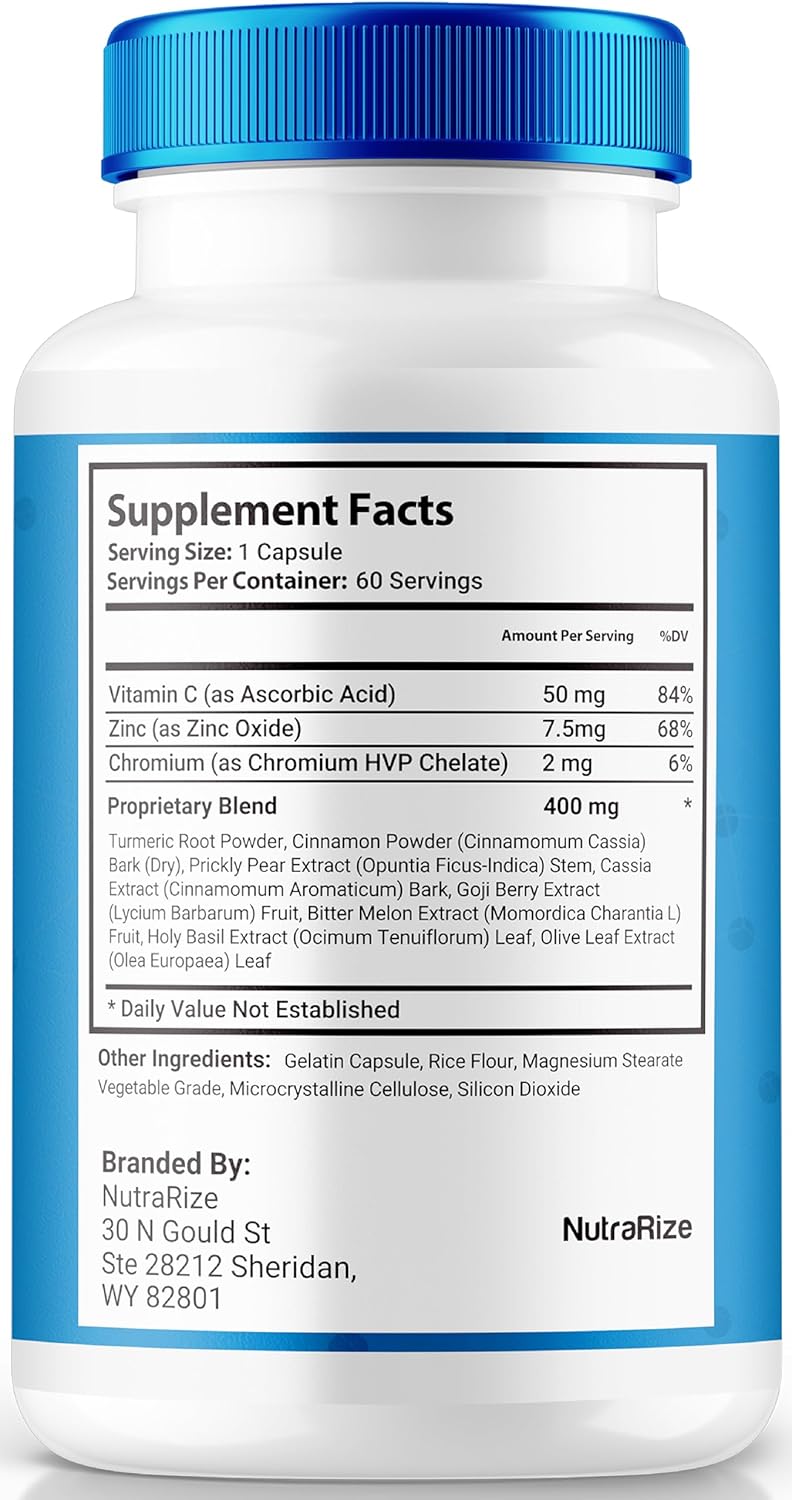 NutraRize GlycogenFix Pro Capsules: All-Natural Blood Support Formula for Stable Levels, Premium Supplement for Healthy Lifestyle (60 Capsules)