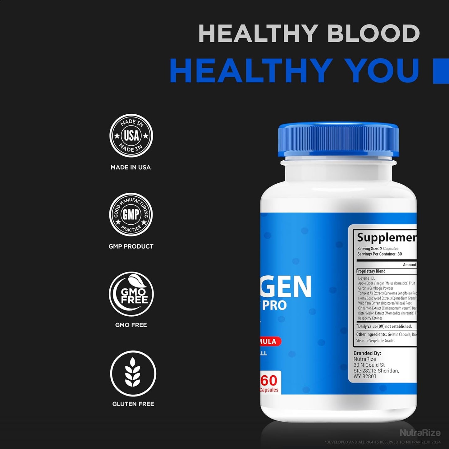 NutraRize GlycogenFix Pro Capsules: All-Natural Blood Support Formula for Stable Levels, Premium Supplement for Healthy Lifestyle (60 Capsules)