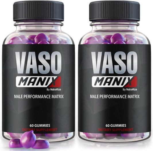 NutraRize VasoManix Gummies 2-Pack - Premium Male Supplement for Performance & Confidence - All Natural Formula - 120 Gummies