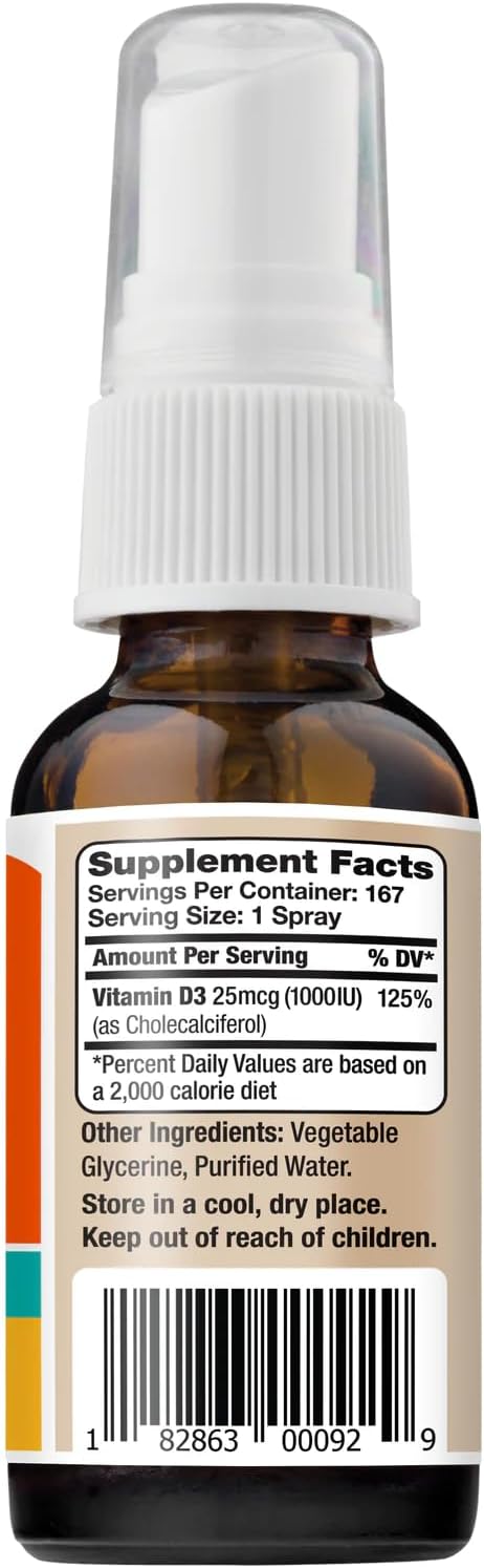 Nutrasumma Vitamin D3 Spray - 1000 IU - 1oz Bottle - High Absorption Rate for Bone Health and Immune Support