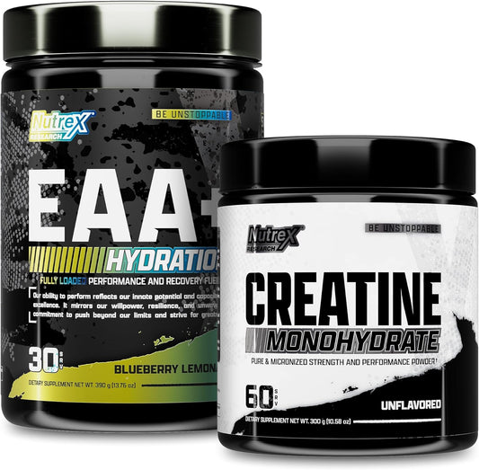 Nutrex Research EAA Hydration Blueberry Lemonade Amino and Creatine Monohydrate Powder for Enhanced Performance and Hydration