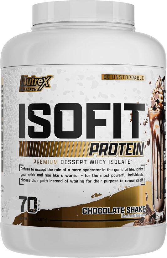 Nutrex Research IsoFit Whey Protein Powder - 100% Instantized Whey Isolate, 70 Servings, Chocolate Shake Flavor