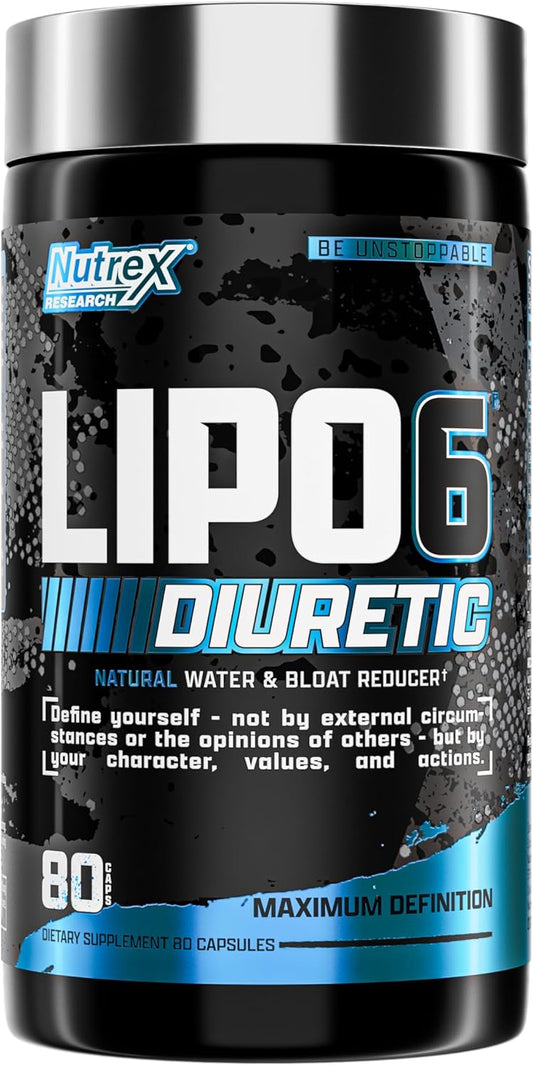 Nutrex Research Lipo 6 Black Diuretic Water Pills (80 Caps) - Reduce Bloat & Water Weight, Enhance Muscle Definition - Bloating Relief & Water Retention Pills