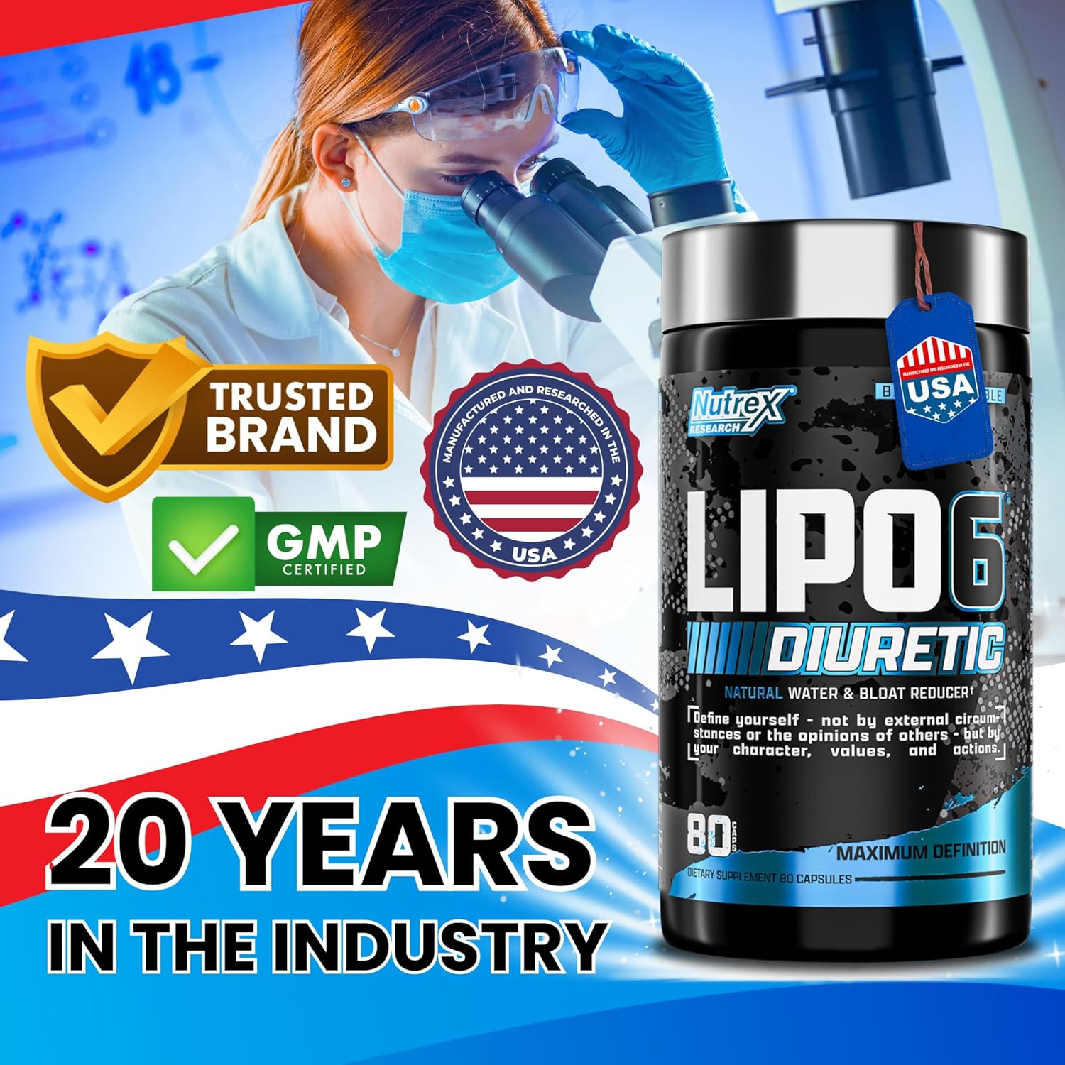 Nutrex Research Lipo 6 Black Diuretic Water Pills (80 Caps) - Reduce Bloat & Water Weight, Enhance Muscle Definition - Bloating Relief & Water Retention Pills