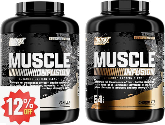Nutrex Research Muscle Infusion Whey Protein Bundle - Vanilla & Chocolate Flavors - 5 lbs - Muscle Builder for Men & Women - Sports Nutrition Supplement - BoostGo Australia