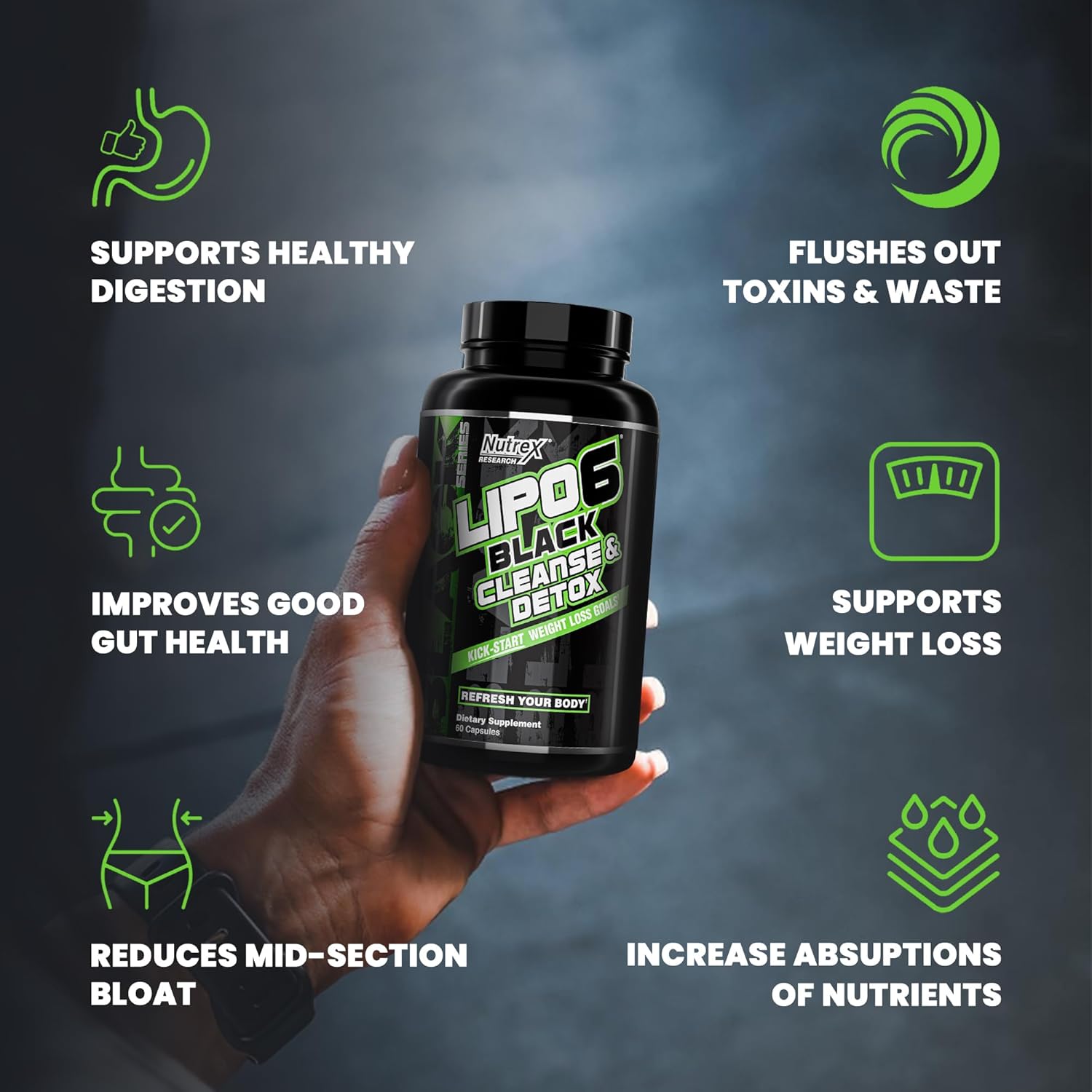 Nutrex Research NIOX Extreme Pump & Lipo6 Detox - NO3-T Arginine Nitrate with Vitamin C - AstraGin Supplement + Colon Cleanse for Women & Men