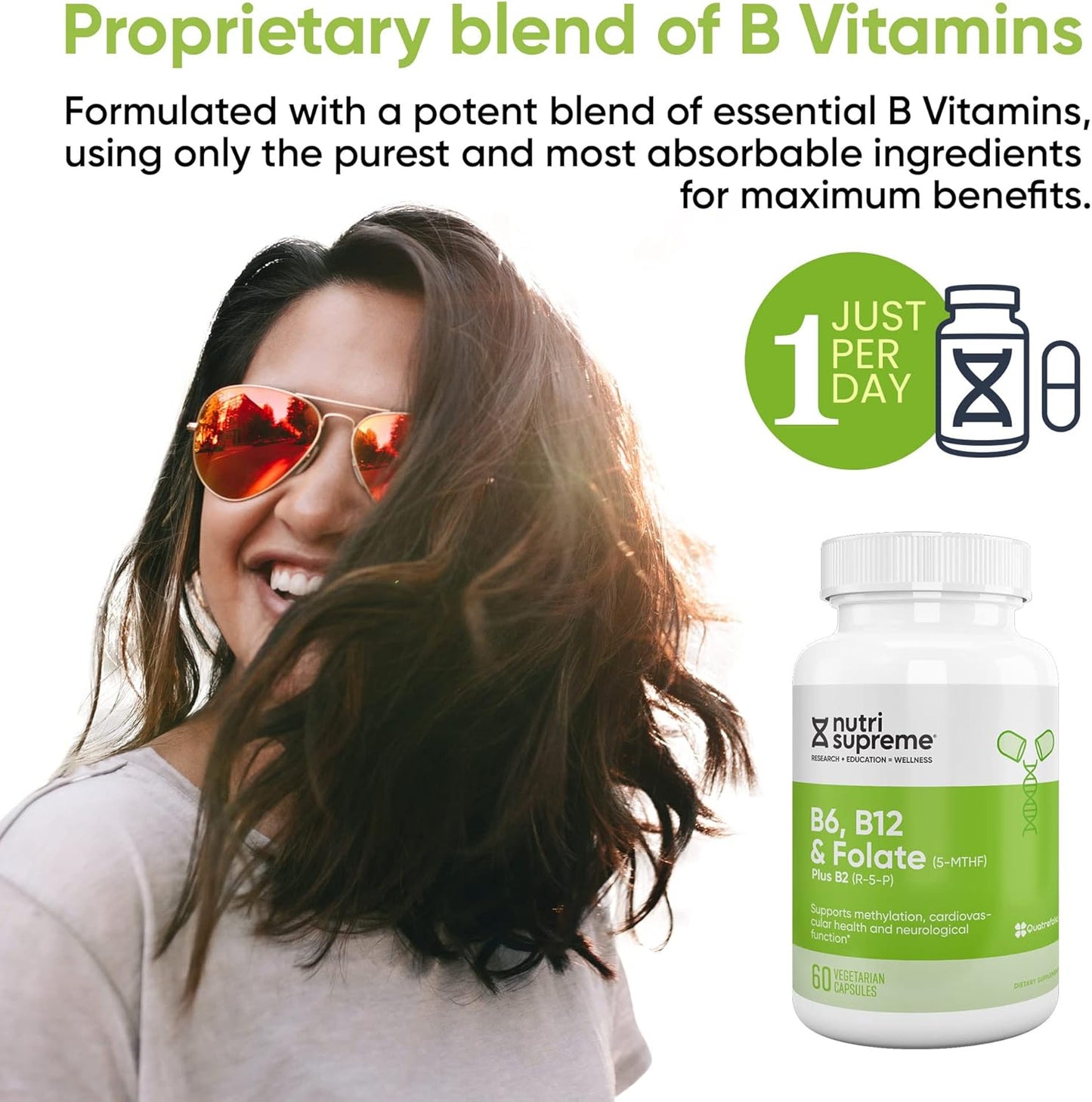 Nutri Supreme Folate with B6 and B12 for Cardiovascular Health - 60 Count