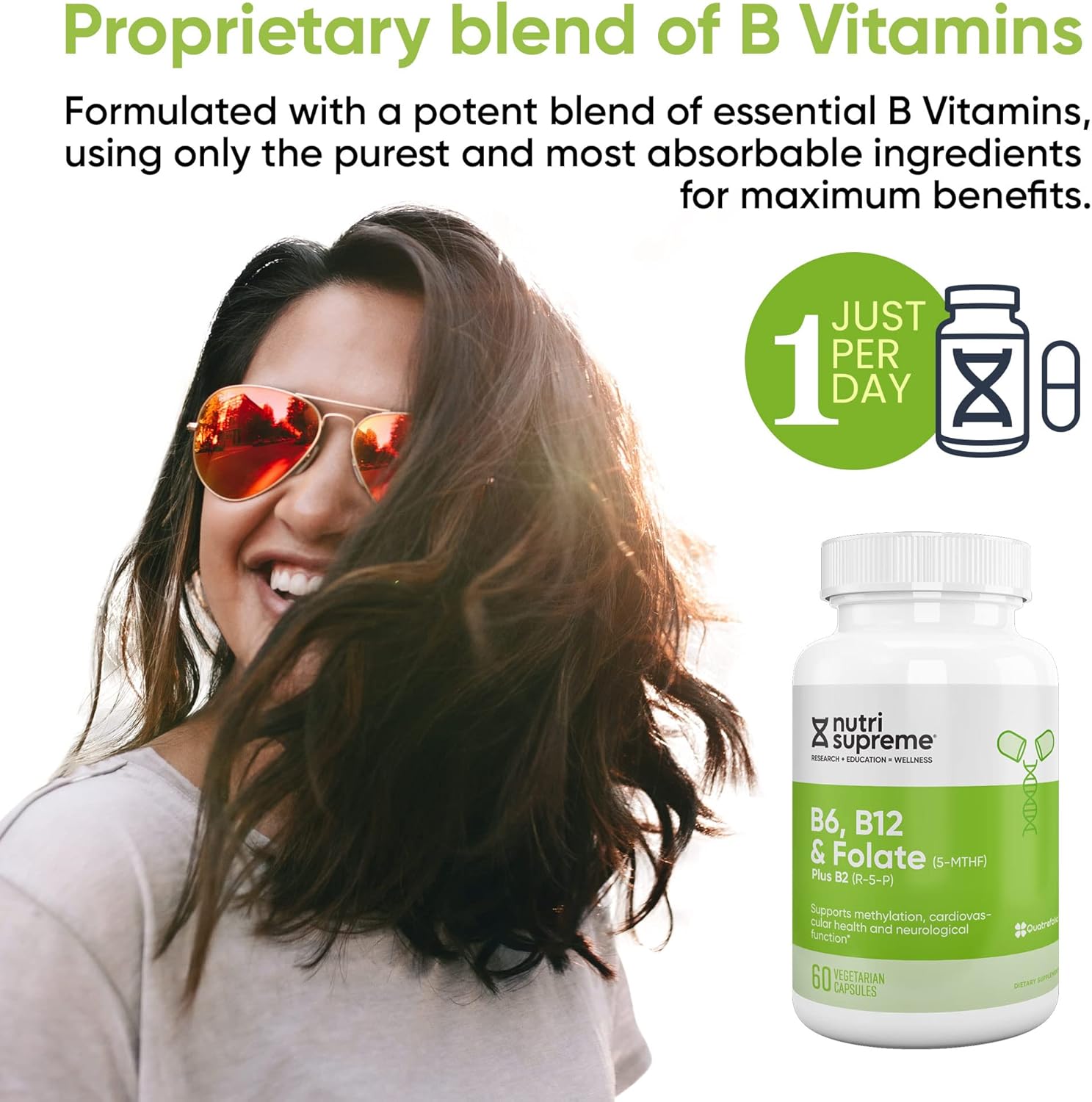 Nutri Supreme Folate with B6 and B12 for Cardiovascular Health - 60 Count