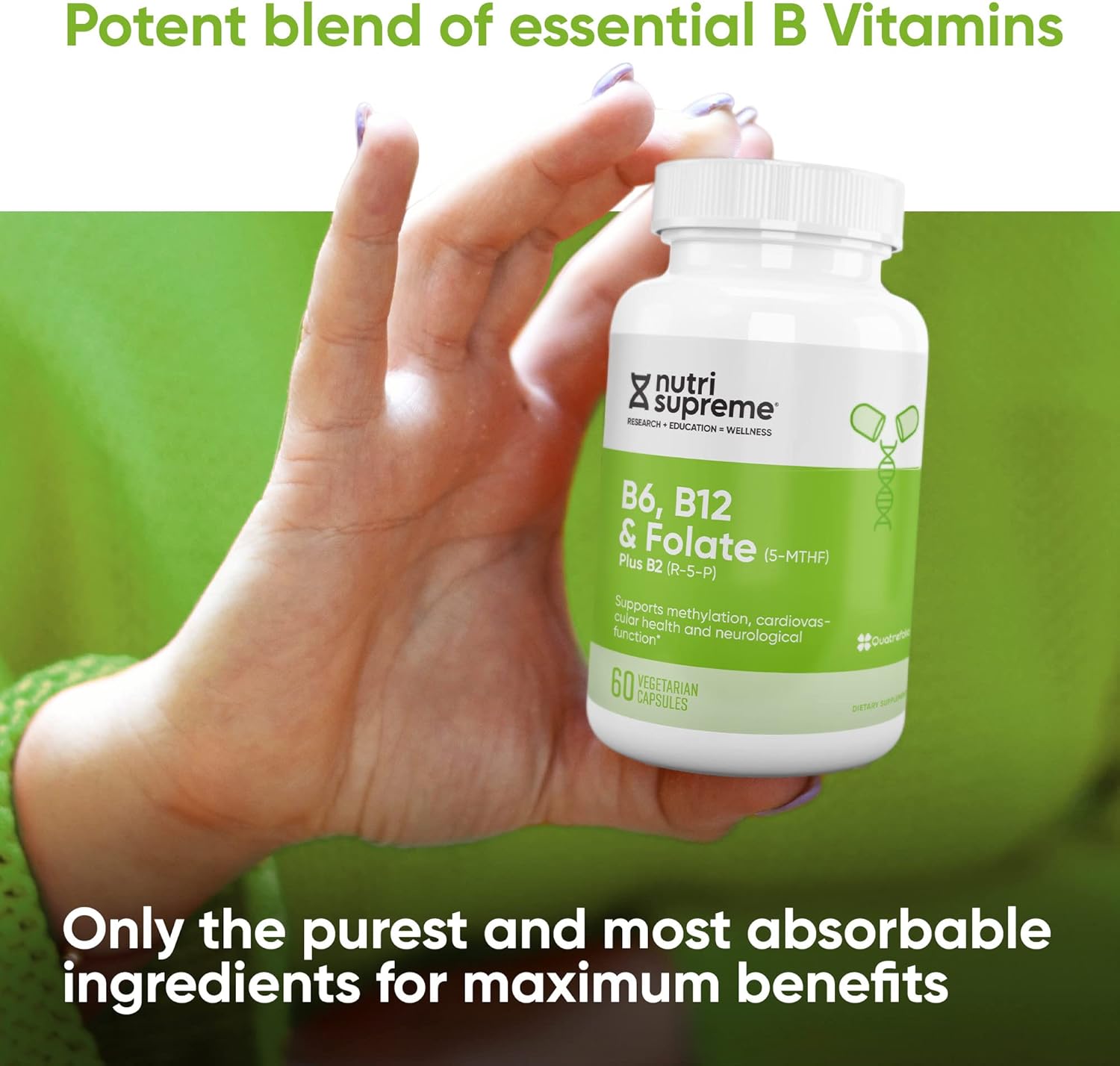 Nutri Supreme Folate with B6 and B12 for Cardiovascular Health - 60 Count