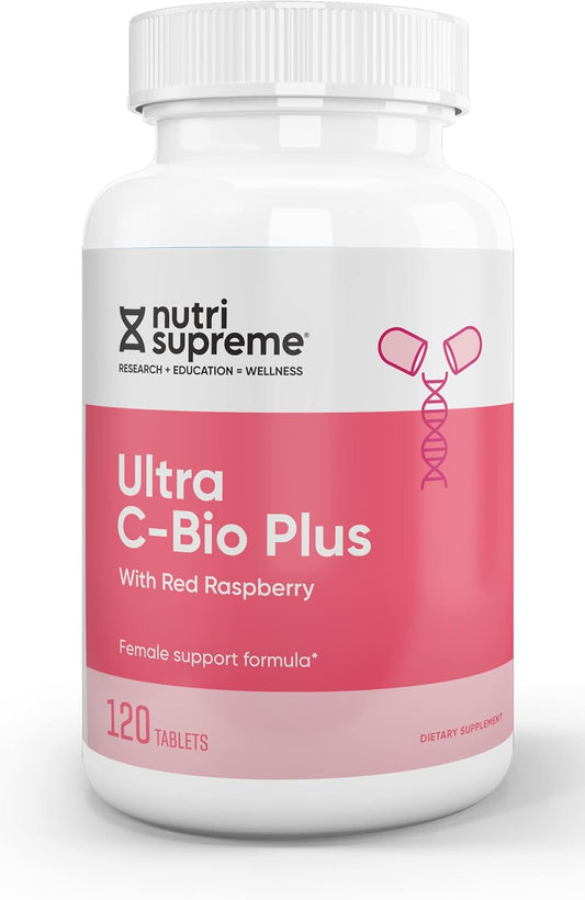 Nutri Supreme Ultra C-Bio Plus - Female Support Formula with Red Raspberry, Vitamin C, Bioflavonoids - 120 Tablets, Vegetarian, Kosher