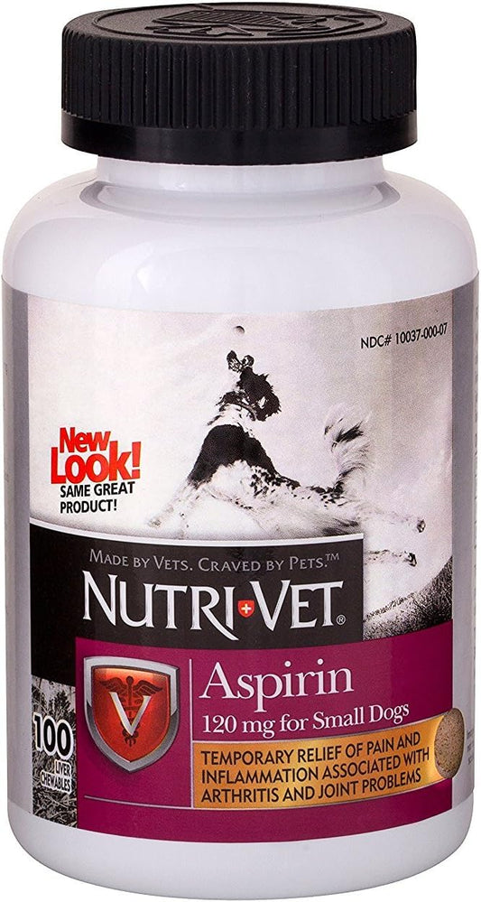 Nutri-Vet Dog Aspirin 120mg for Small Dogs - 100 Count Pack