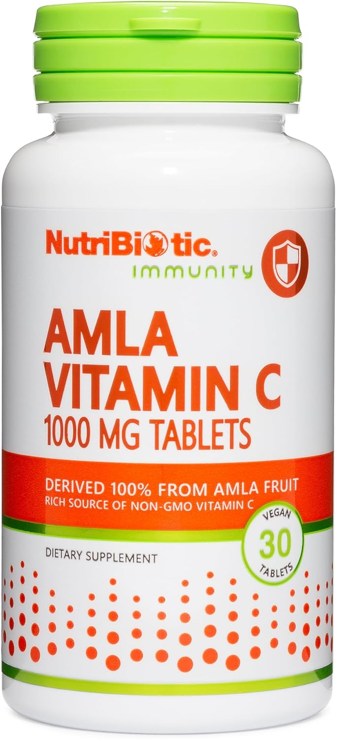 NutriBiotic Amla Vitamin C Tablets - Non-GMO & Natural Source for Antioxidant & Collagen Support - Vegan & Gluten-Free - Indian Gooseberry-derived