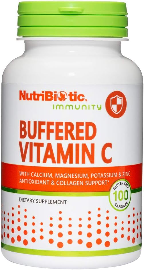 NutriBiotic Buffered Vitamin C Capsules - 500mg | Pharmaceutical Grade with Calcium, Magnesium, Potassium, Zinc | Antioxidant & Collagen Booster | Non-GMO, Gluten-Free
