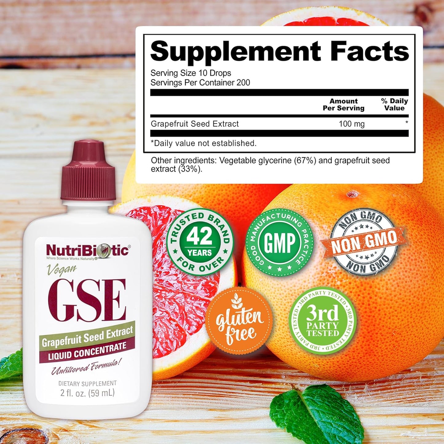 NutriBiotic GSE Liquid 2 Oz - Original Grapefruit Seed Extract Concentrate with Bioflavonoids - Immune & Health Support - Vegan, Gluten Free, Non-GMO - BoostGo Australia