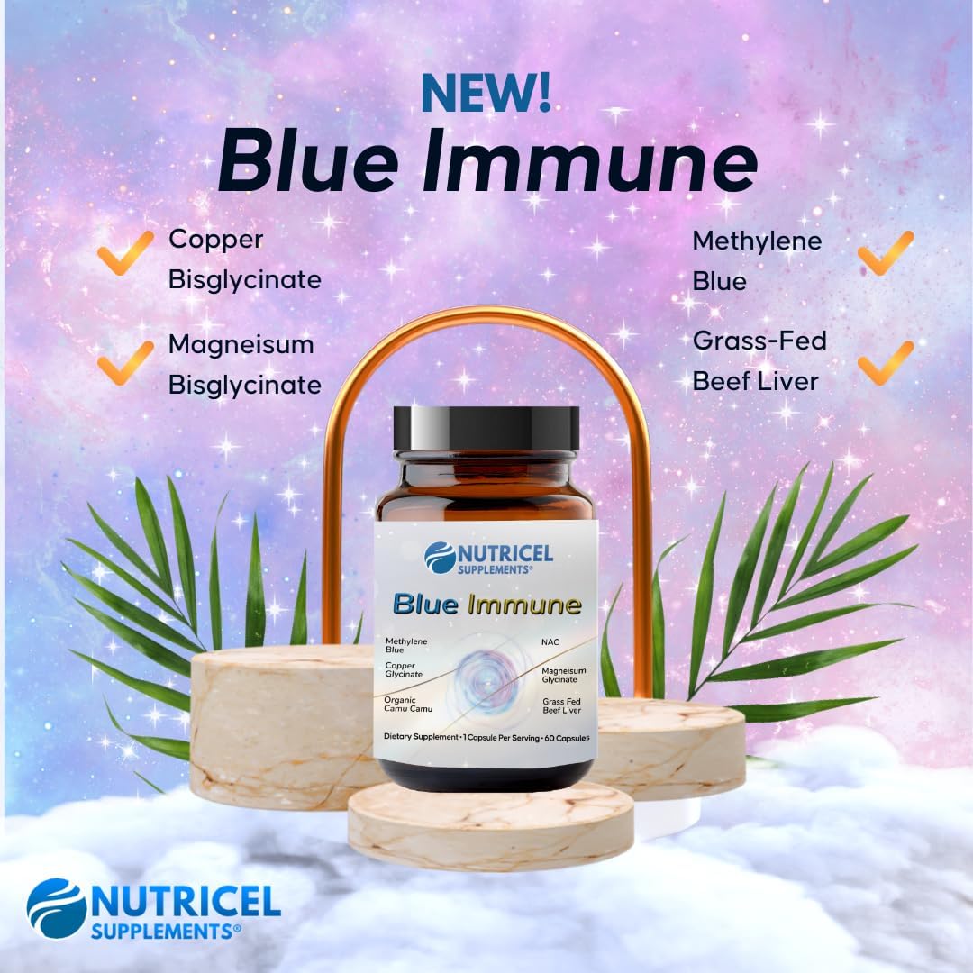Nutricel Blue Immune Capsules with Methylene Blue, Grass-Fed Beef Liver & Magnesium bisglycinate - 60 ct