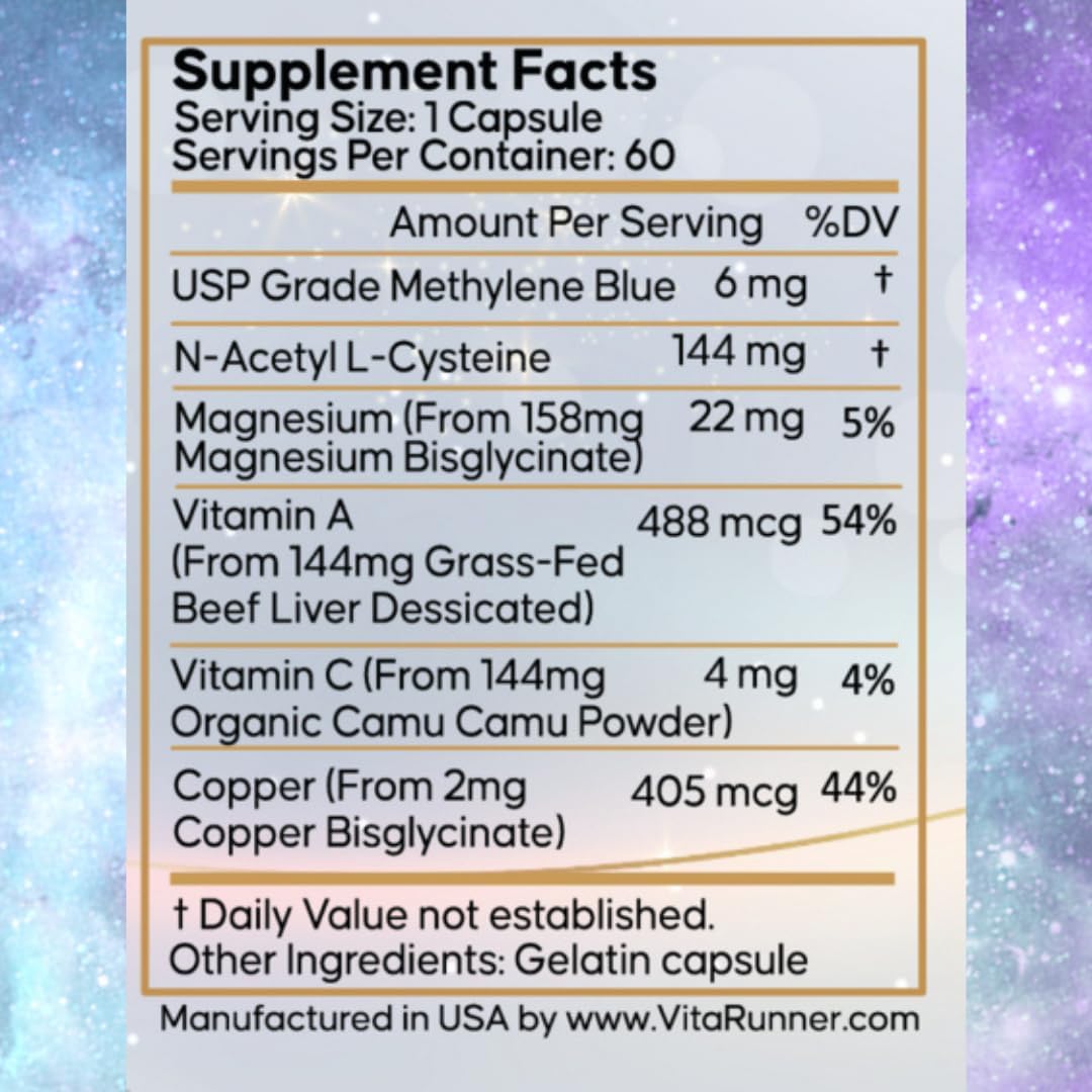 Nutricel Blue Immune Capsules with Methylene Blue, Grass-Fed Beef Liver & Magnesium bisglycinate - 60 ct