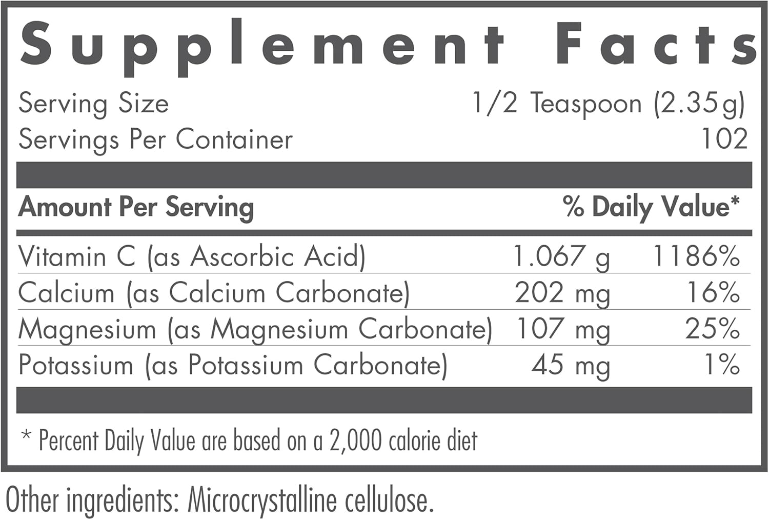 Nutricology Buffered Vitamin C Powder with Calcium, Magnesium, Potassium - High-Purity and High Dose 8.5 Oz