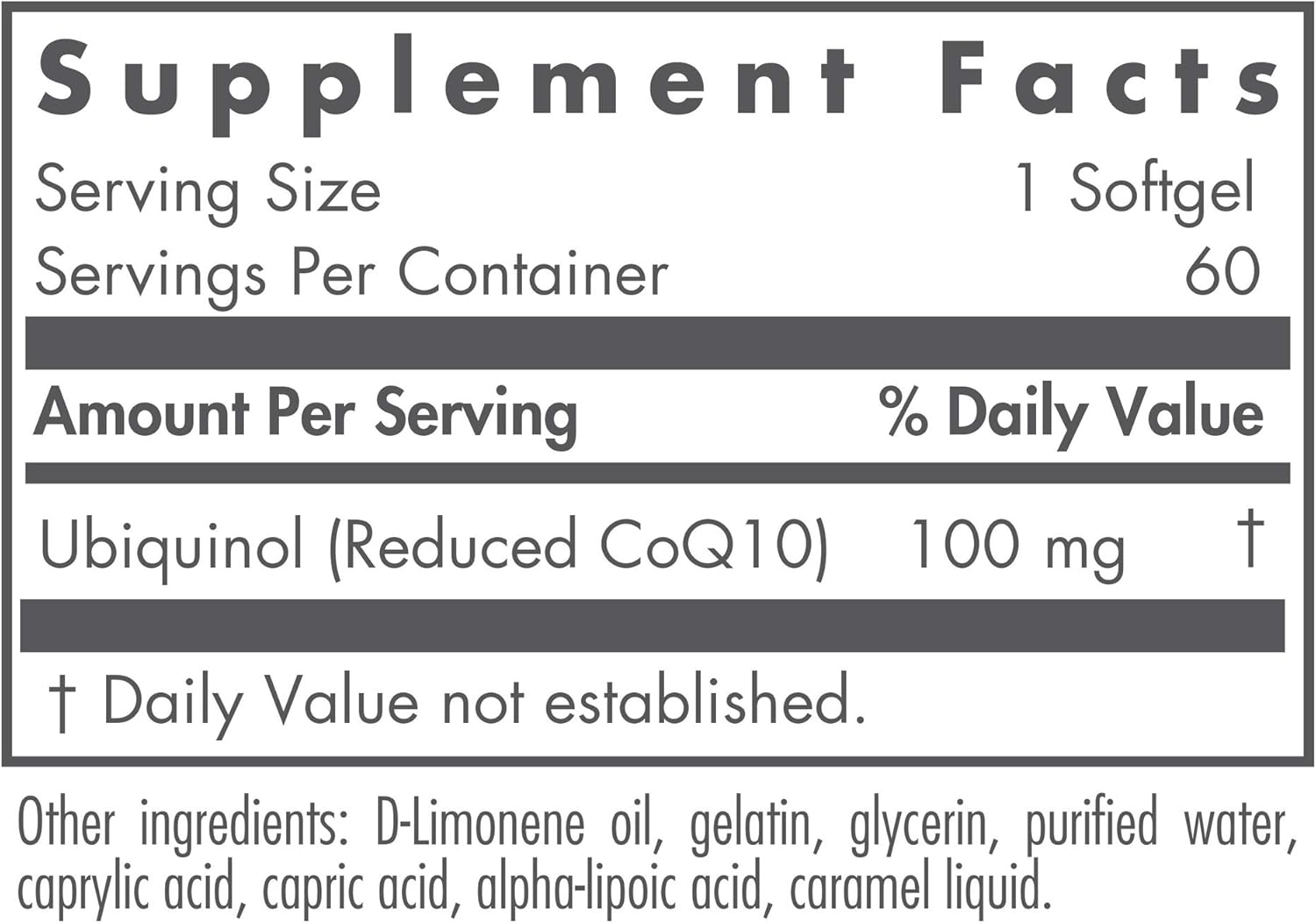 Nutricology CoQH-CF Ubiquinol 100mg Softgels - Cardiovascular & Immune Health Support, Non-Oxidized CoQ10, Bioavailable - 60 Count