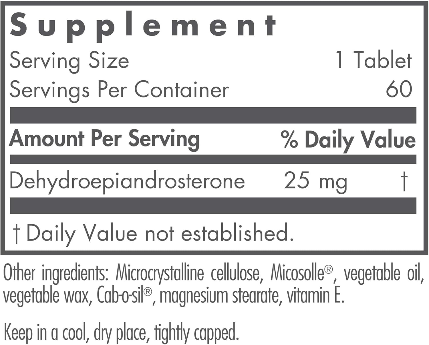 NutriCology DHEA 25mg Supplement - Hormone Support for Women & Men - Hypoallergenic Soy-Free Tablets (60 Count)