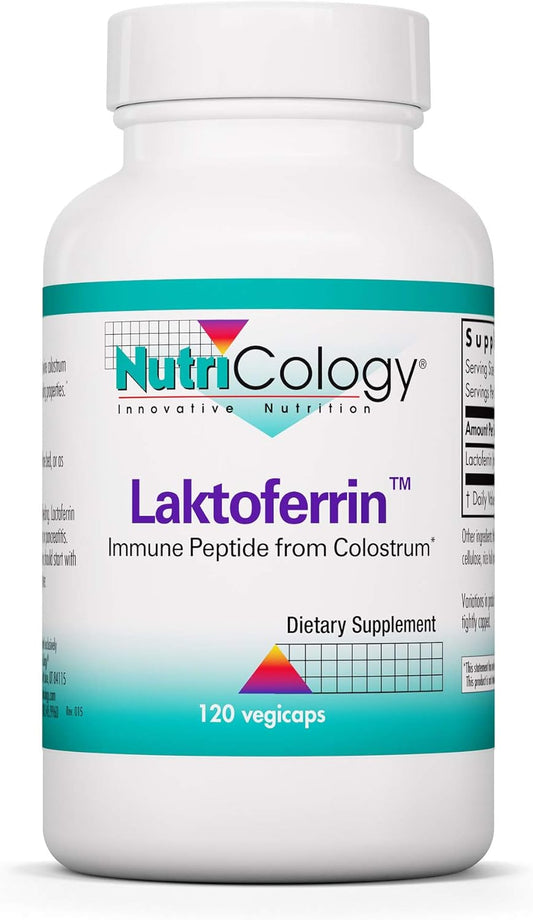Nutricology Laktoferrin 350mg Supplement with Bovine Colostrum and Immune Peptide - Iron Support for Immune Health - 120 Vegicaps