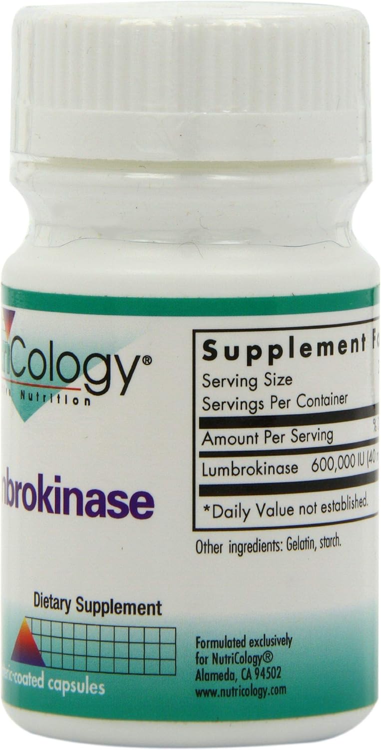 Nutricology Lumbrokinase Supplement - Promotes Healthy Circulation, 60 Delayed Release Vegetarian Capsules