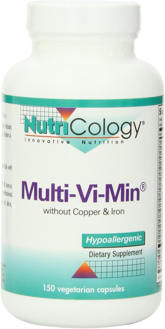 Nutricology Multi-Vi-Min Mineral Complex with Iodine - 150 Count - Copper & Iron-Free Multivitamin for Men & Women - Active Nutrients