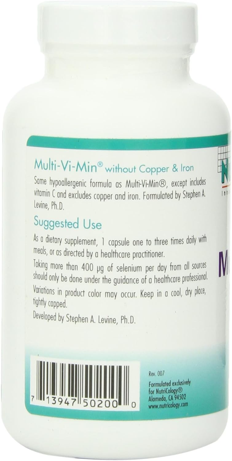 Nutricology Multi-Vi-Min Mineral Complex with Iodine - 150 Count - Copper & Iron-Free Multivitamin for Men & Women - Active Nutrients