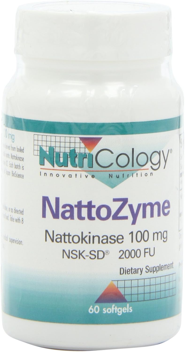 NutriCology NattoZyme Nattokinase Supplement 100mg - Heart Health Formula for Men and Women - 60 Vegetarian Softgels