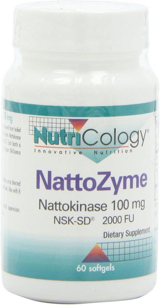 NutriCology NattoZyme Nattokinase Supplement 100mg - Heart Health Formula for Men and Women - 60 Vegetarian Softgels