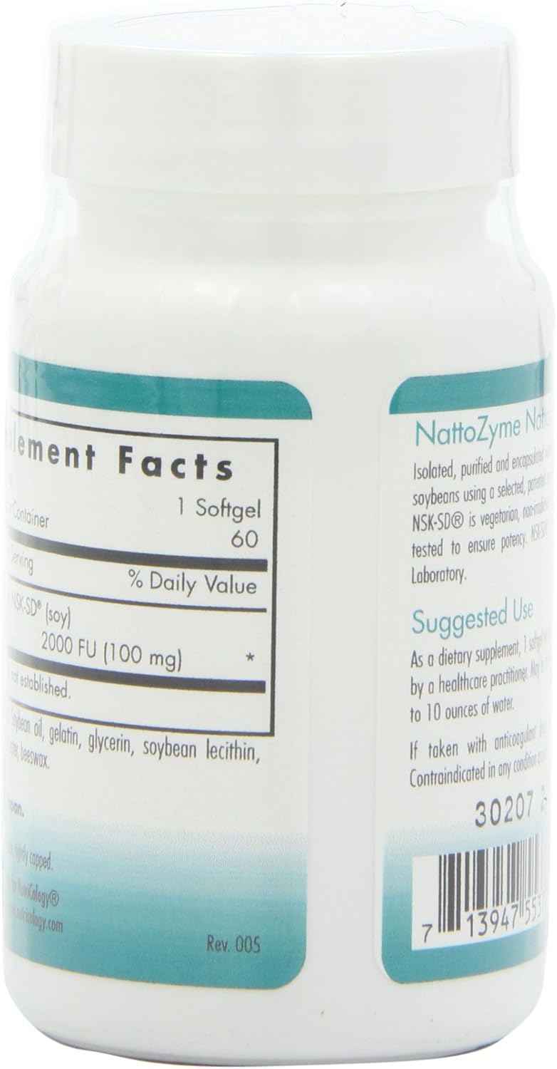 NutriCology NattoZyme Nattokinase Supplement 100mg - Heart Health Formula for Men and Women - 60 Vegetarian Softgels