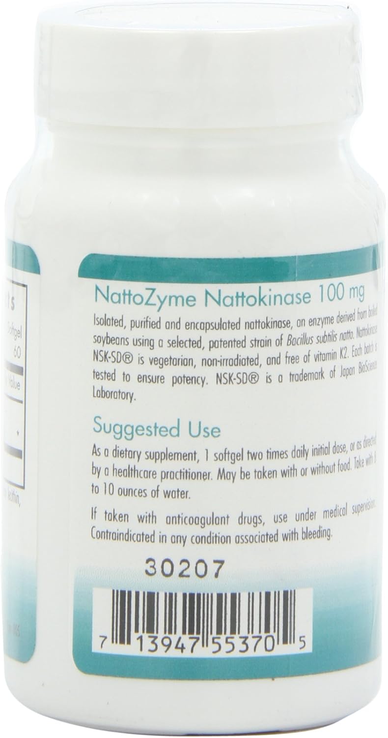 NutriCology NattoZyme Nattokinase Supplement 100mg - Heart Health Formula for Men and Women - 60 Vegetarian Softgels