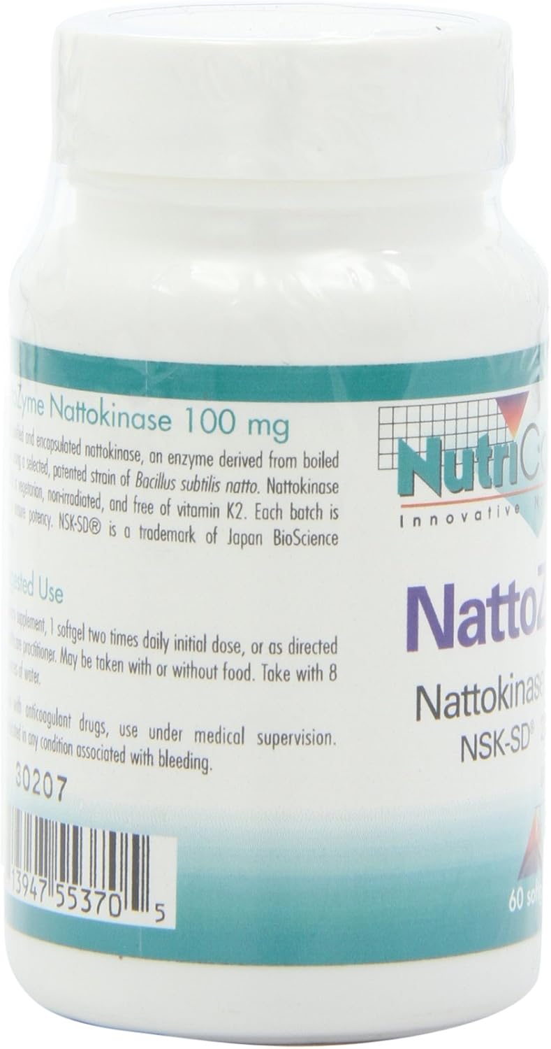 NutriCology NattoZyme Nattokinase Supplement 100mg - Heart Health Formula for Men and Women - 60 Vegetarian Softgels