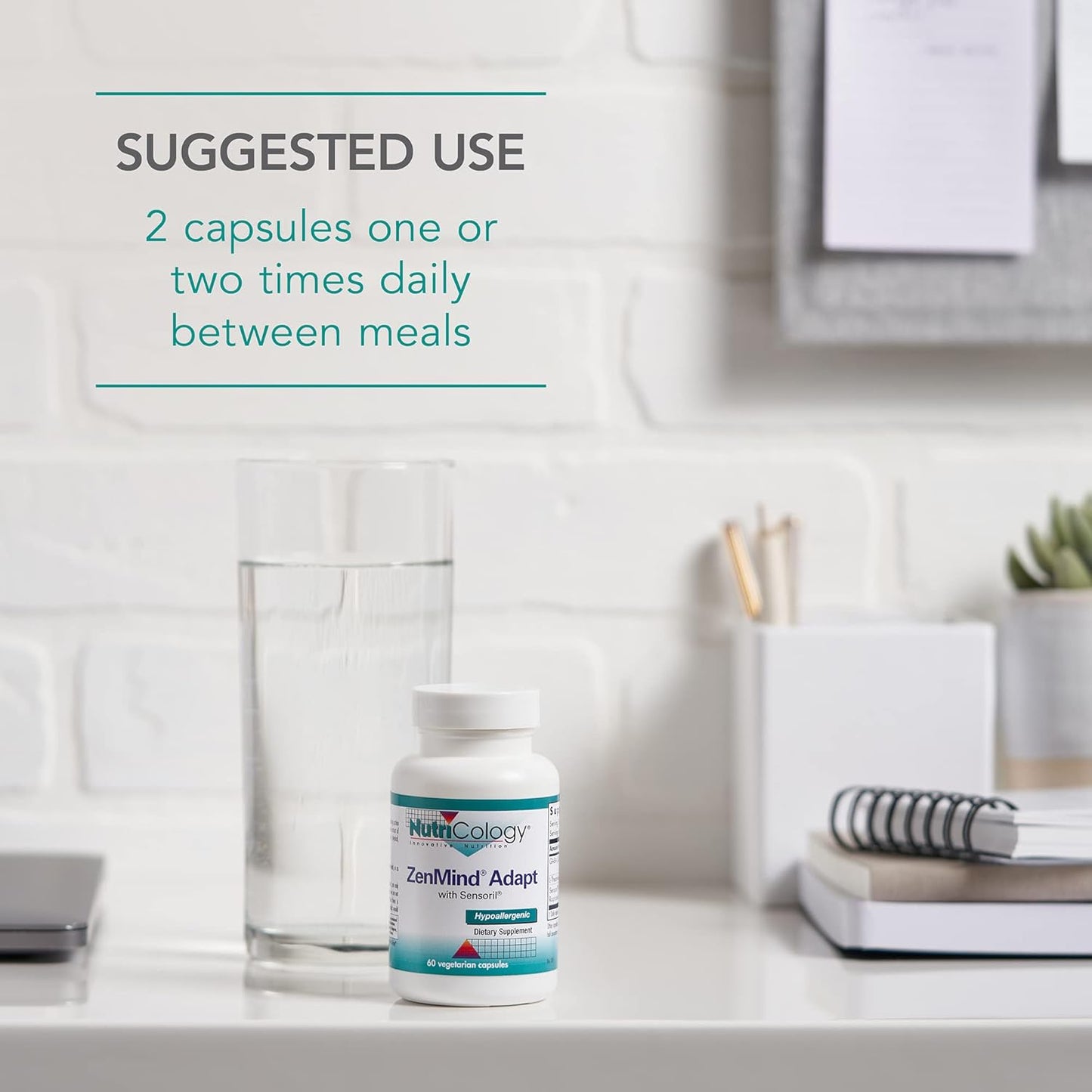 Nutricology Zen Adapt Supplement - Stress Support with Sensoril Ashwagandha, GABA, L-Theanine - 60 Vegetarian Capsules