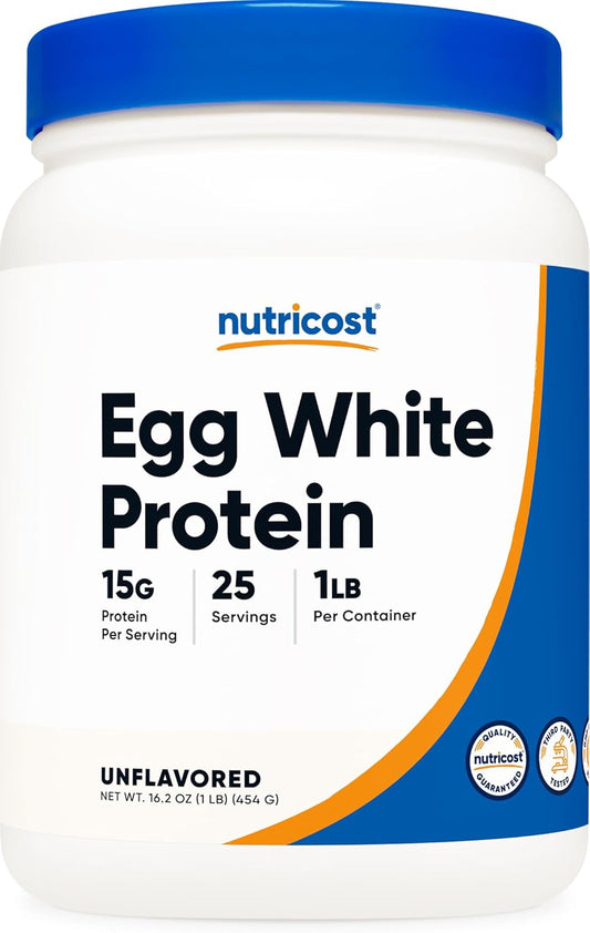 Nutricost 1lb Unflavored Egg White Protein Powder - Non-GMO, Gluten-Free Formula