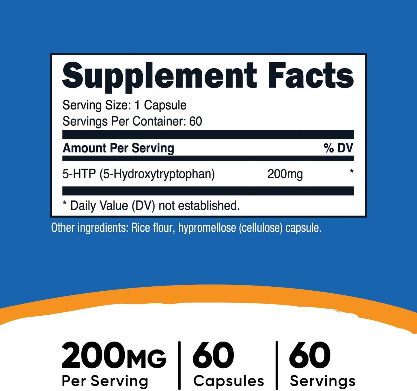 Nutricost 5-HTP 200mg Vegetarian Capsules - Non-GMO & Gluten Free - 60 Count