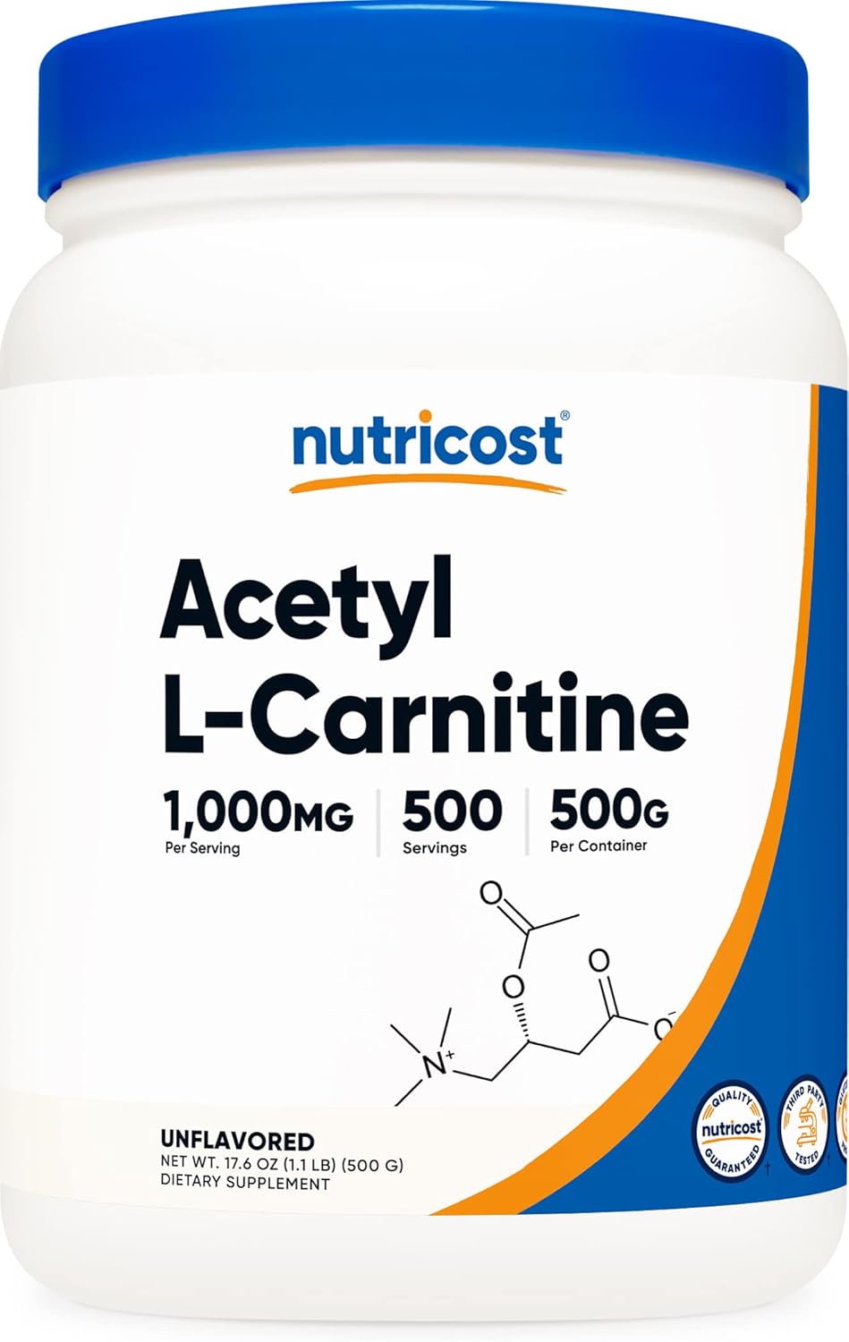 Nutricost ALCAR Powder - 500g - 1000mg Per Serving - Pure Acetyl L-Carnitine Supplement