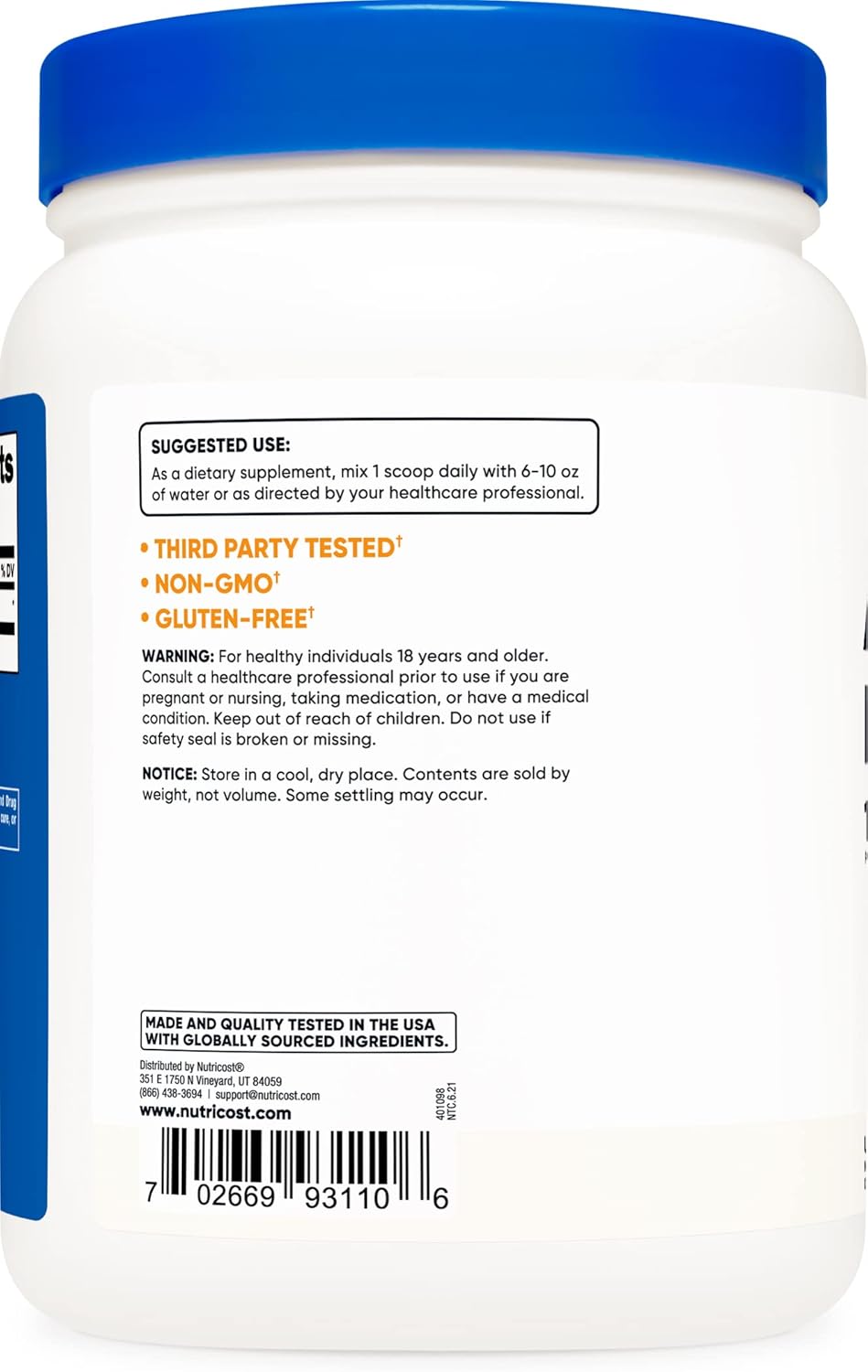 Nutricost ALCAR Powder - 500g - 1000mg Per Serving - Pure Acetyl L-Carnitine Supplement